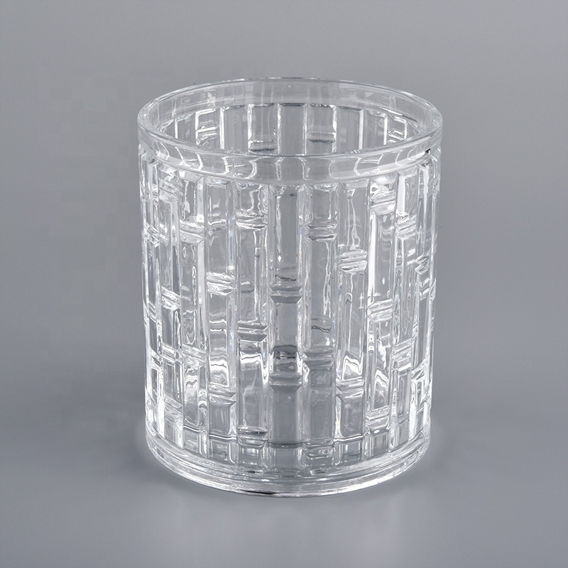 Clear glass candle holder, textured glass candle vessels