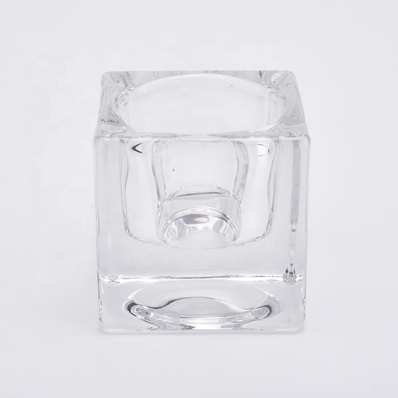 Wholesales Square Glass Candle Holders Thick Glass Votive Candle Jars Home Decor
