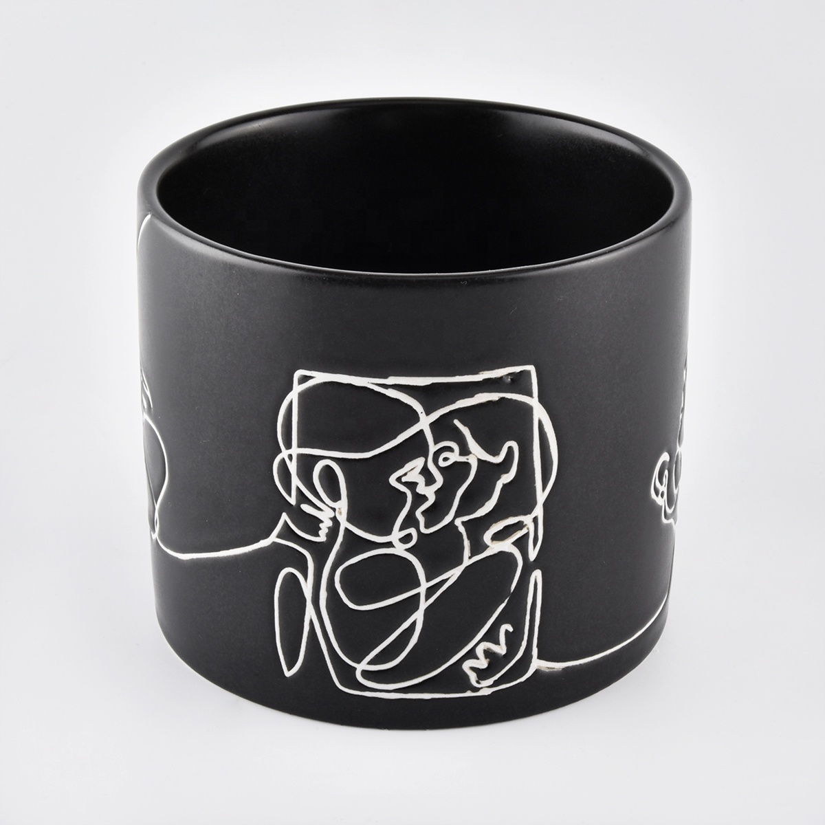 black cylinder ceramic candle jars for home fragrance
