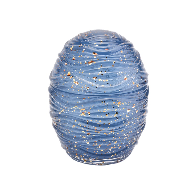 Suppliers egg shape blue unique glass candle holders with cover 10 oz 8 oz