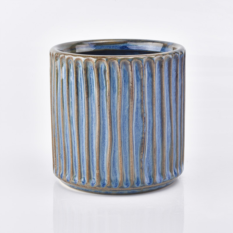 dark blue ceramic candle container, 16 oz ceramic vessel