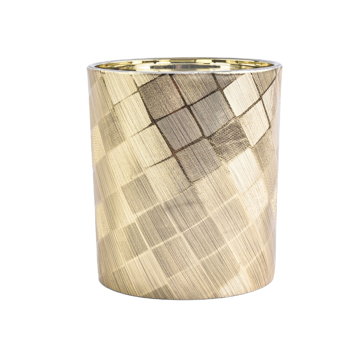 China custom gold decorative PU material cylinder candle jars
