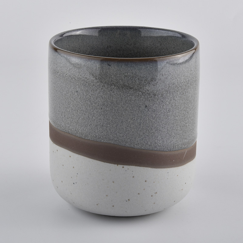 gray transmutation glaze ceramic container, unique bottom ceramic vessel