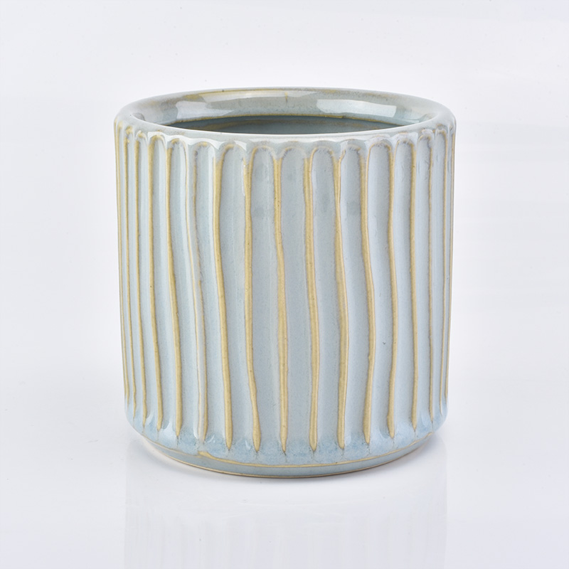 green glazed ceramic vessel for candles, 16 oz ceramic candle holder
