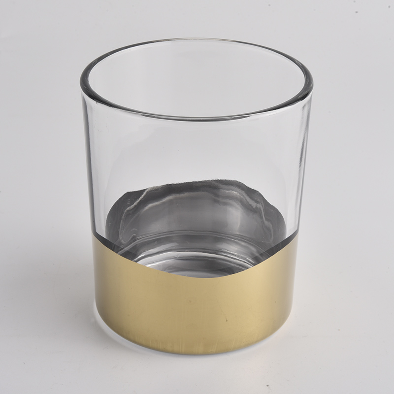 clear glass vessel with yellow bottom, popular cylinder shape glass candle vessels 12 oz