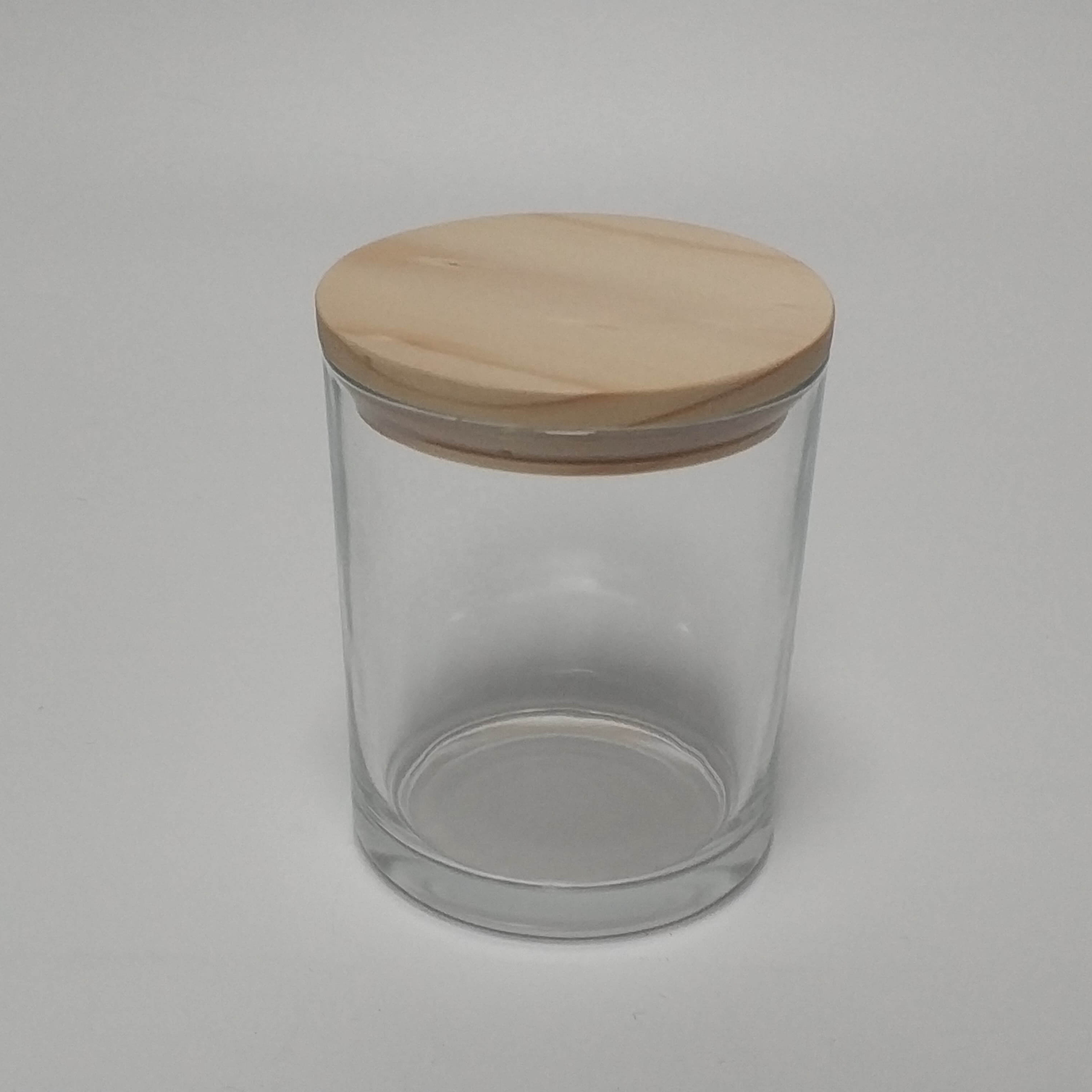 China Suppliers custom glass container jar for candle with wood lid 12 oz 8 oz