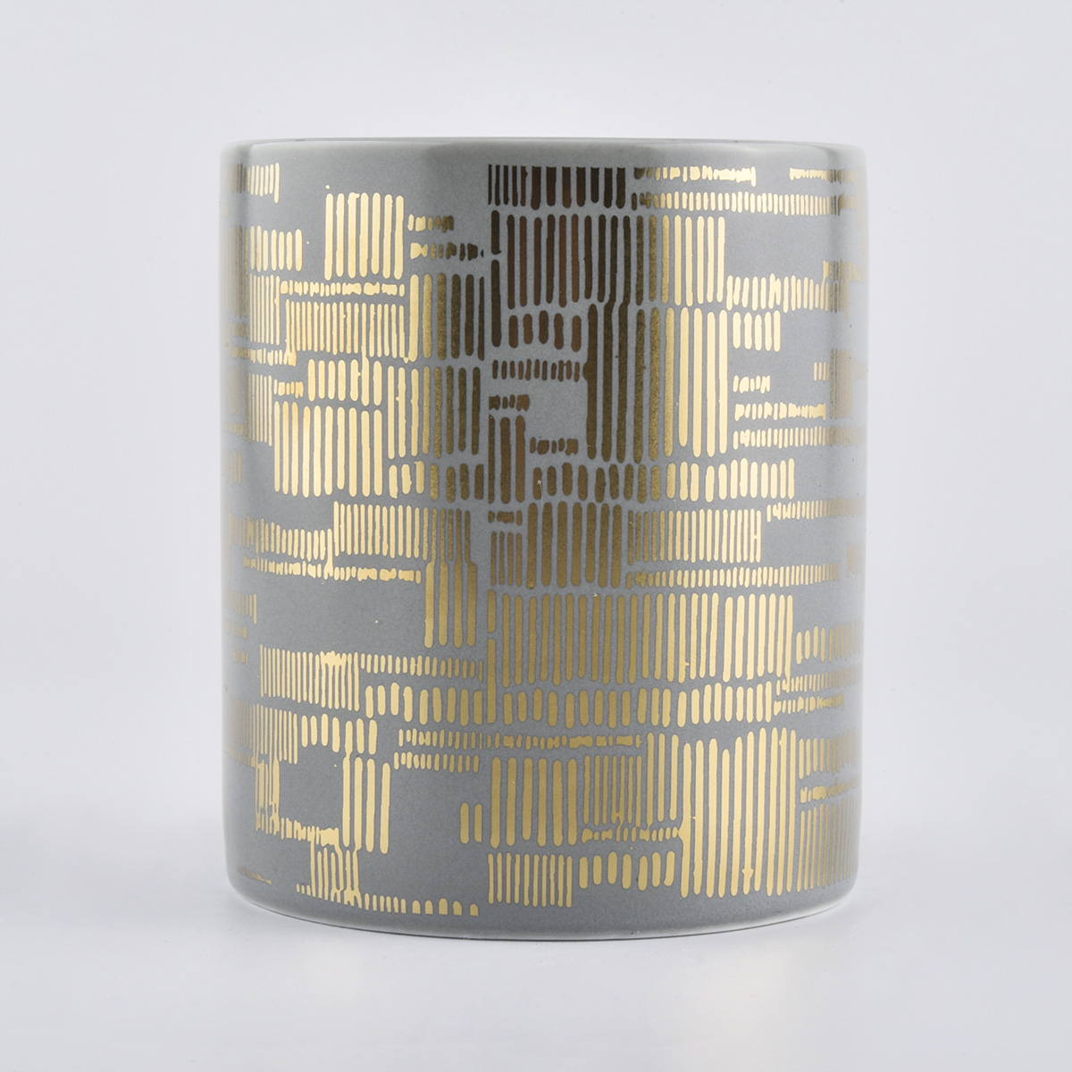 custom ceramic candle vessels, ceramic jars with gold prints for candle making