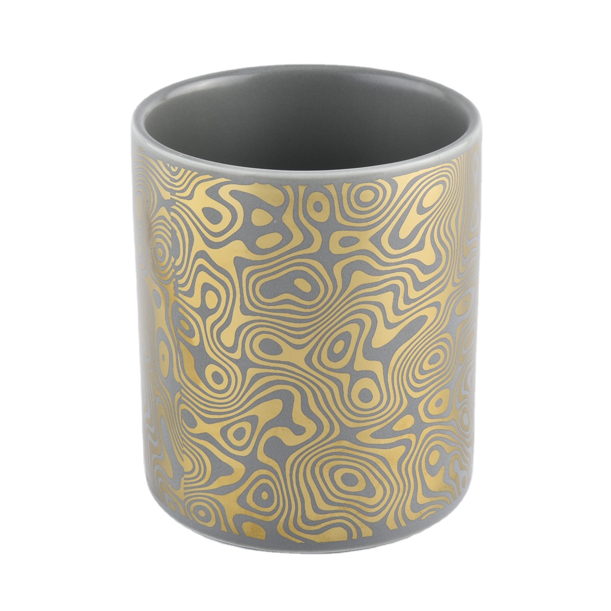 8oz 10oz Popular cylinder printed wick ceramic candle jars