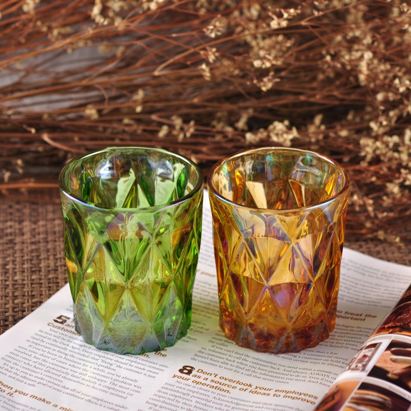 6 oz 10 oz 12 oz Supplier geometric gold tealight glass jar for candle making