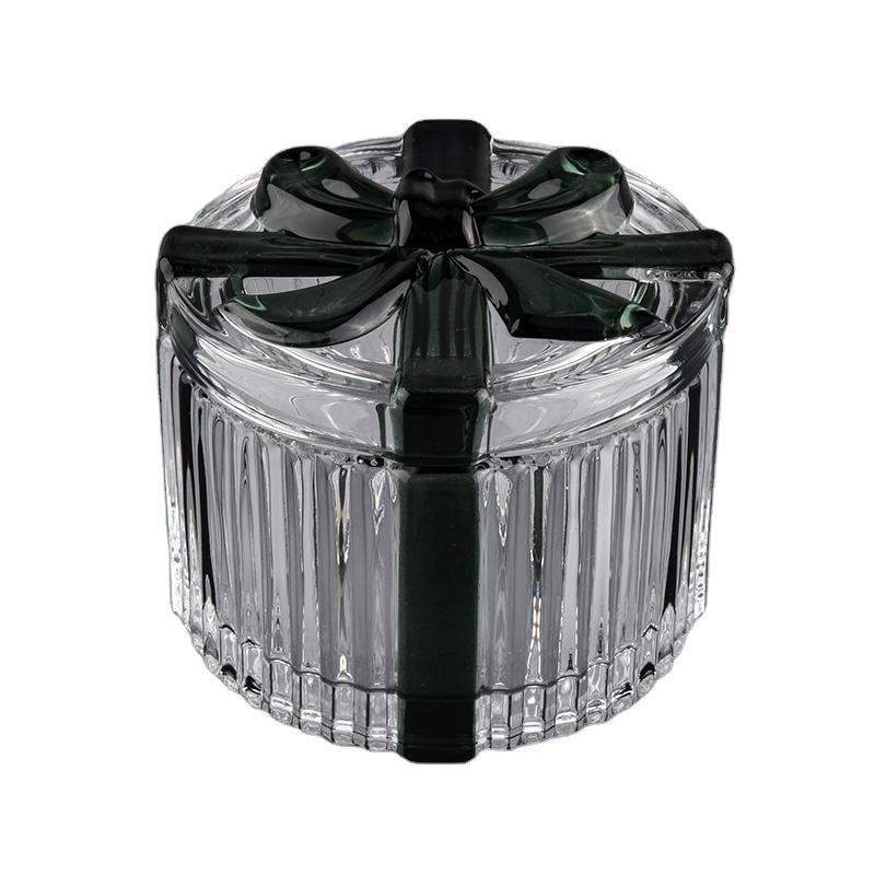 Luxury empty glass candle container with lid, fancy glass container
