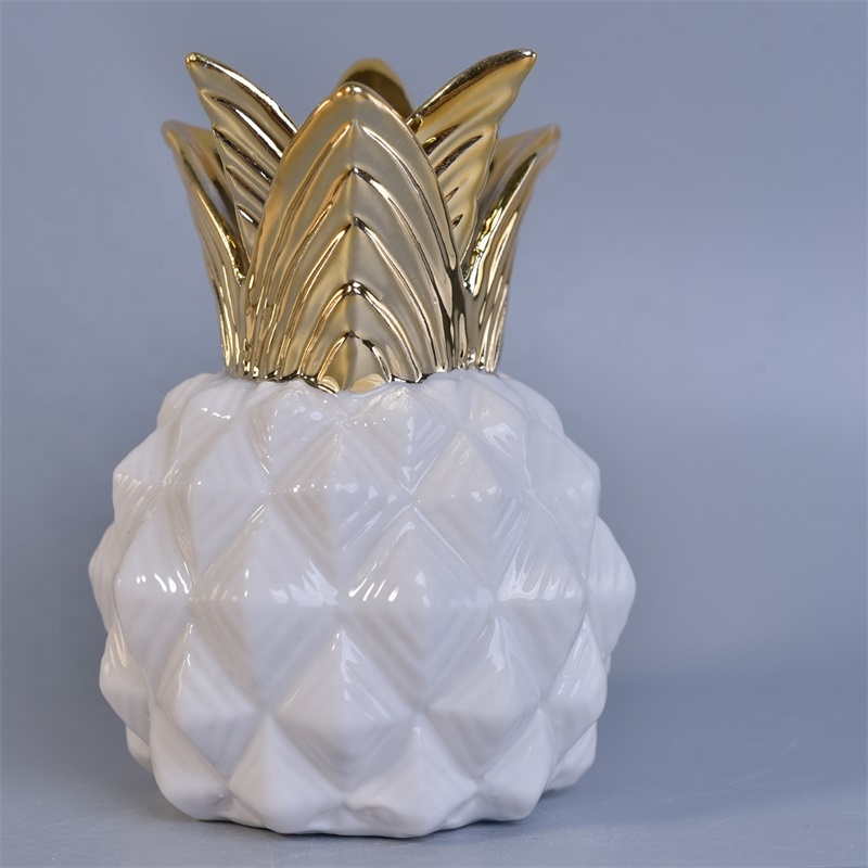 Pineapple-shape ceramic votive candle vessel customized candle jars with lid home decor wholesale