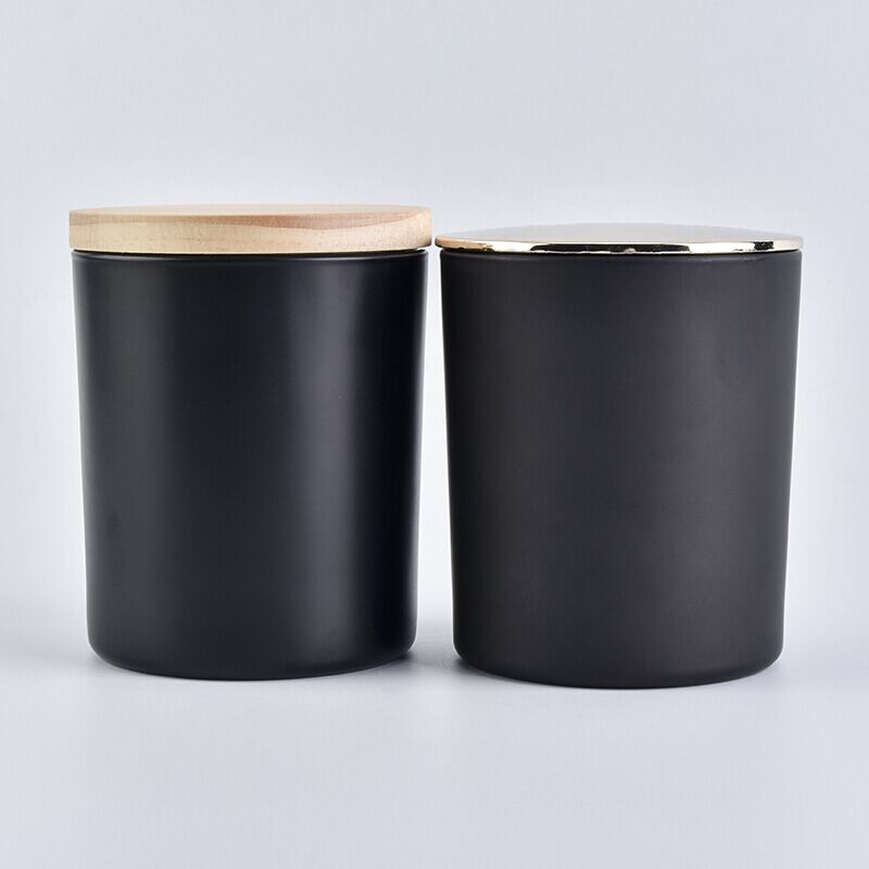 matte black glass candle vessel with lid, popular glass candle holders