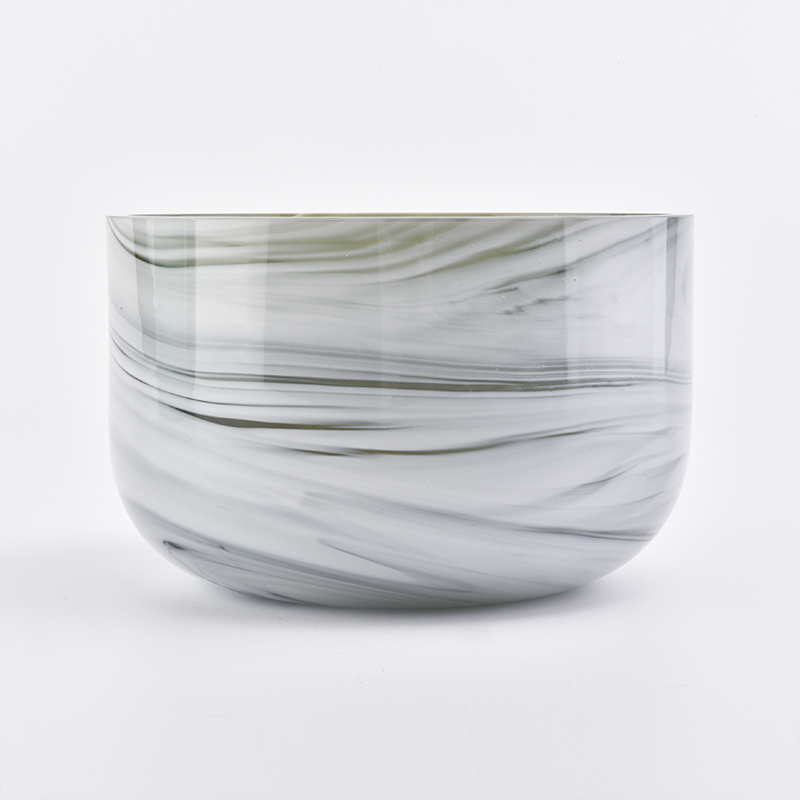 Marble candle jar unique glass candle container 560ml