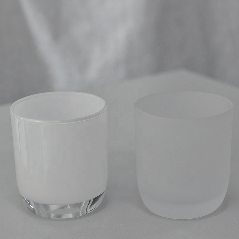 translucent glass candle vessel matte frosted glass candle jar