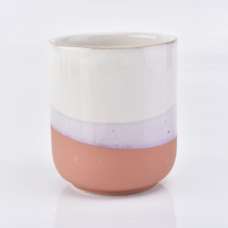 orange white 12 oz curve bottom ceramic candle holder jar