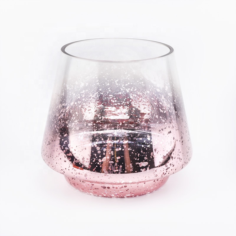 435ML Candle Jar Glass Candle Holder with Luxury Mercury Decorating Pink