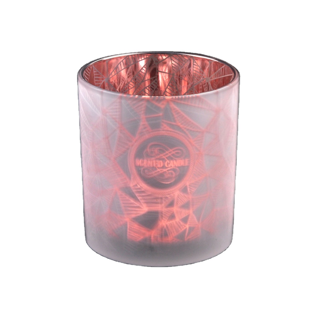 frosted glass candle vessel with laser pattern, unique glass jar for candle making