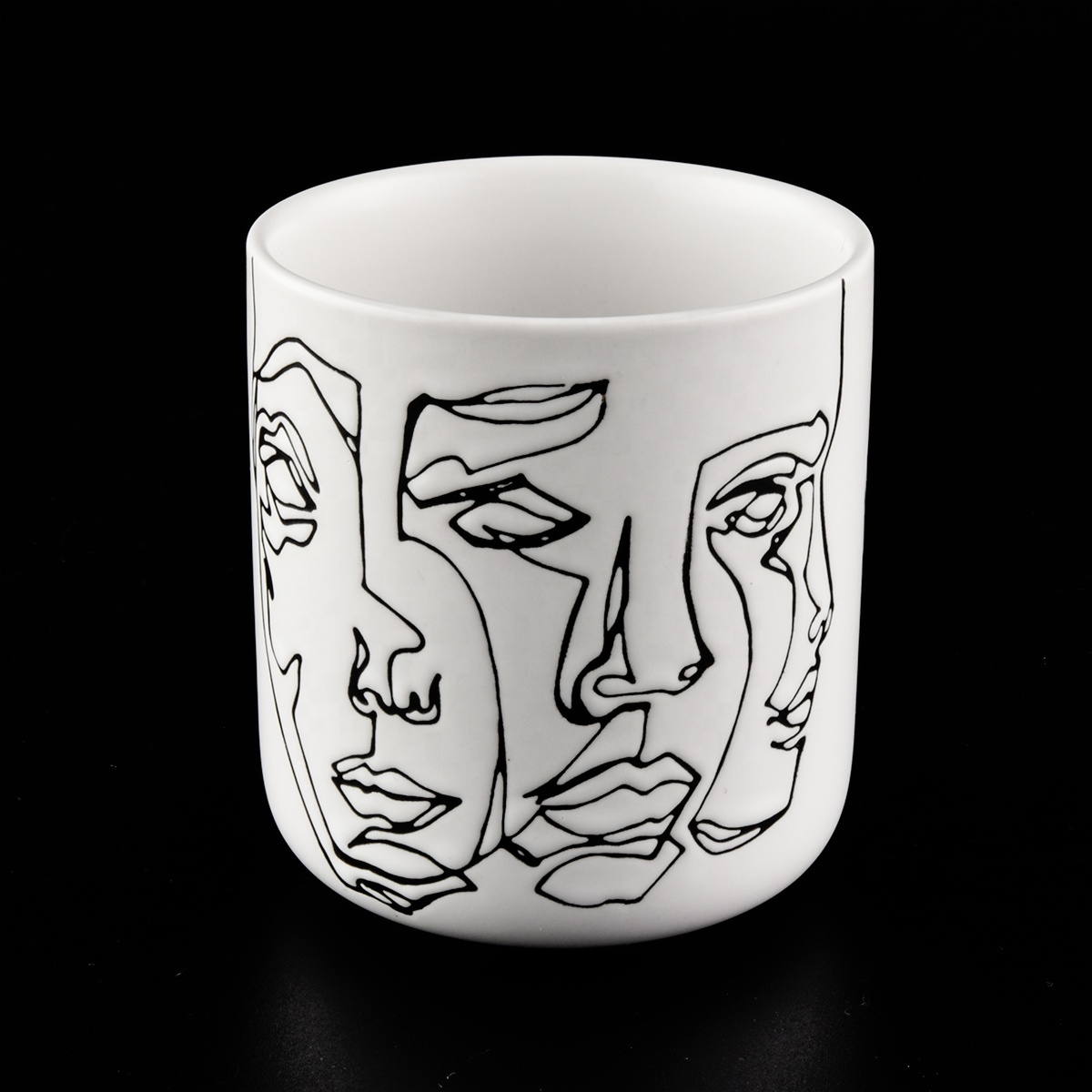 Luxury white face pattern scented ceramic candle jars wholesale 6 oz 7 oz 8 oz