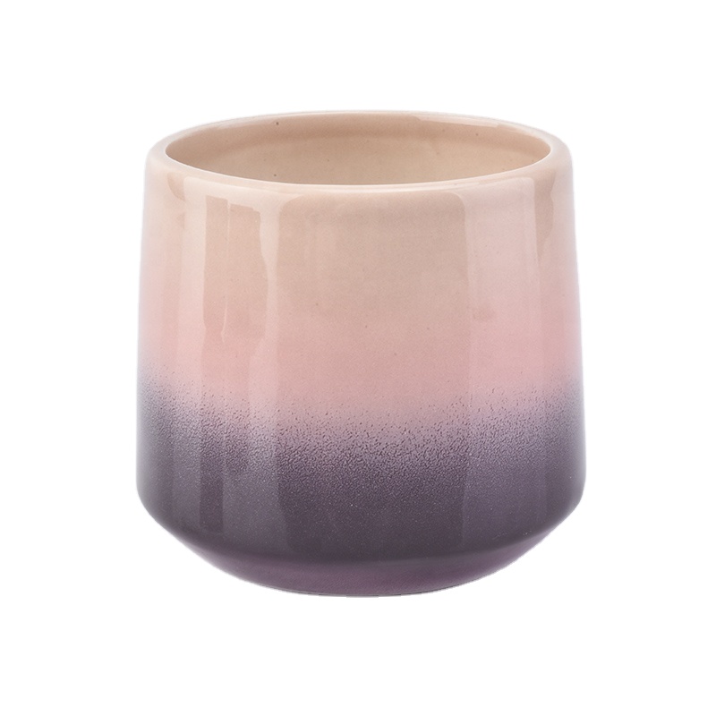 15 OZ glossy ceramic vessel for candles , unique ceramic candle jars