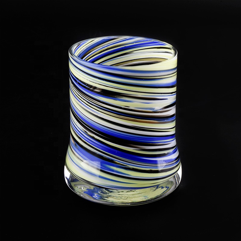 tricolored glass jars unique curved bottom glass candle jar hand made