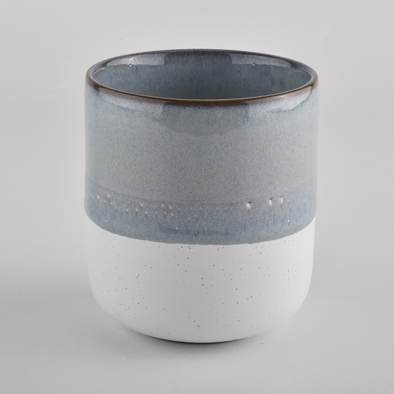 double color glazed ceramic candle holder, popular shape ceramic candle jars