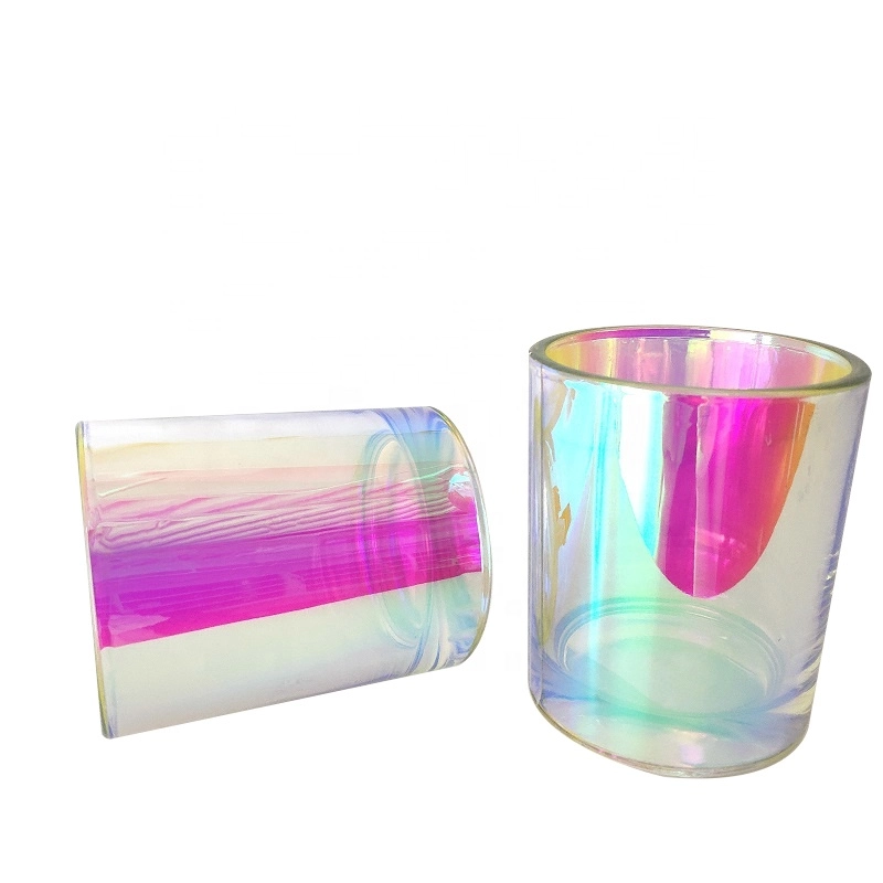China 8 oz iridescent candle jars unique glass candle holder for home decor manufacturer