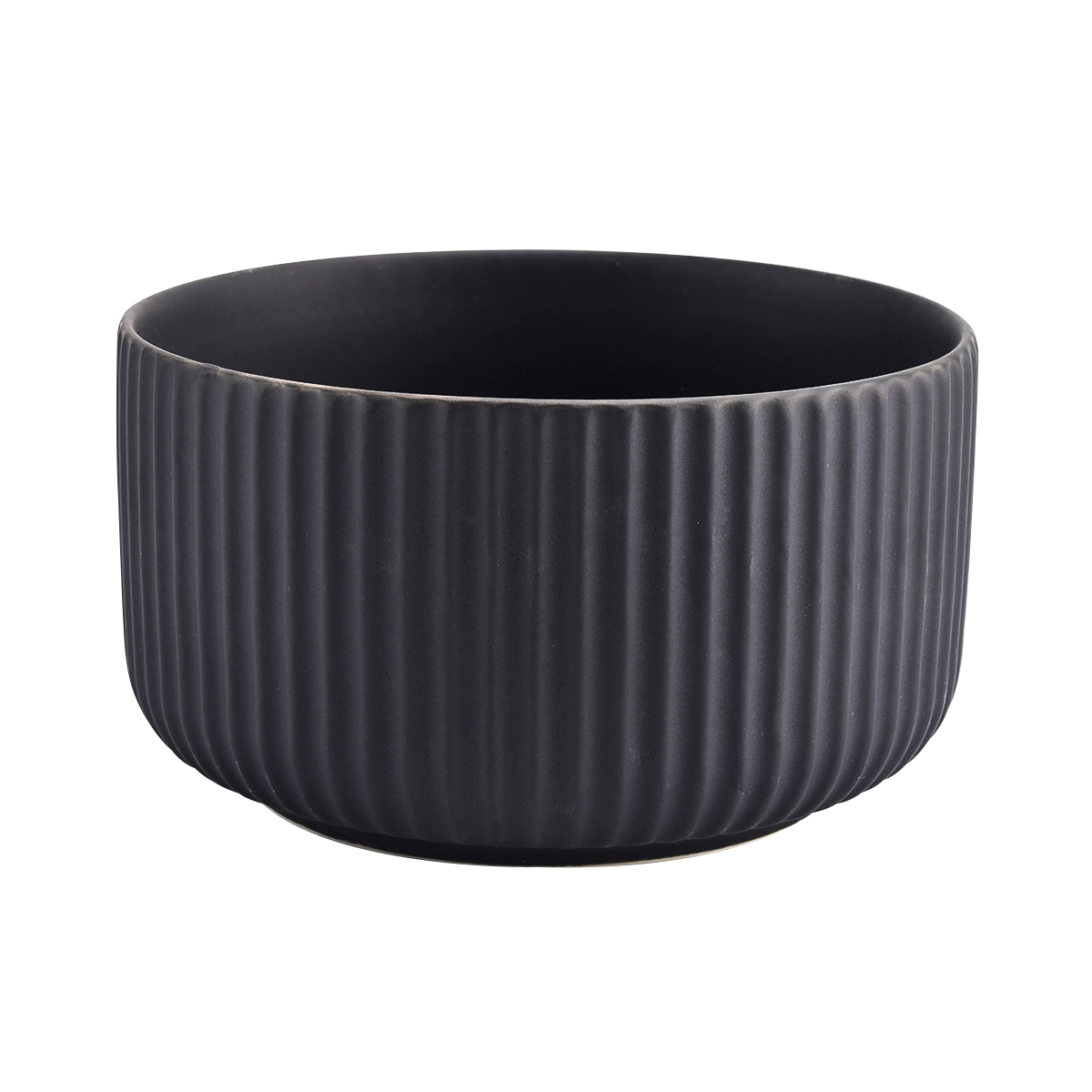 matte black ceramic candle jars,  12oz ceramic container with lines