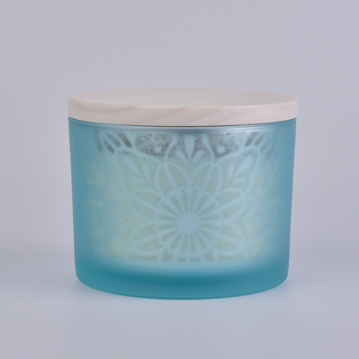 14 oz matte blue candle jar custom, empty frosted candle jar