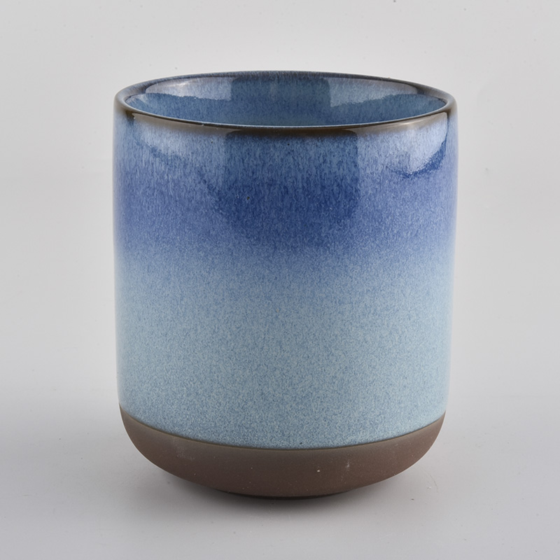 colorful ceramic candle jars, reactive glaze round bottom candle vessel 12 oz