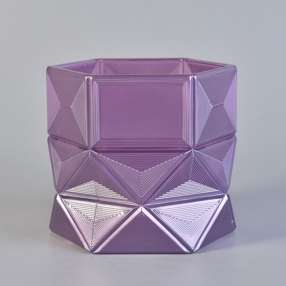 luxurious glass candle holder, purple glass candle jar unique design