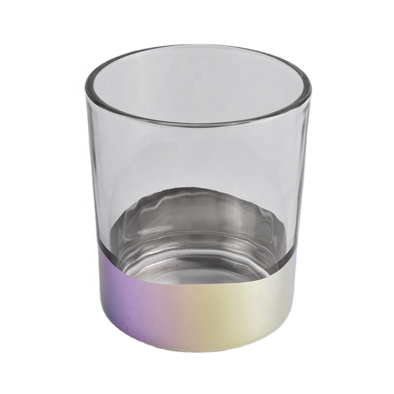 clear glass candle jars with iridescent bottom