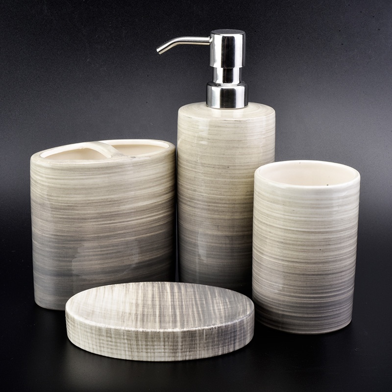 4pcs OEM Customized ceramic porcelain amenity bathroom shower accessories wholesales