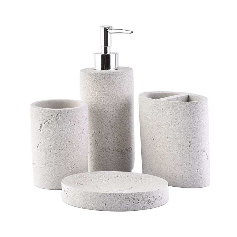 Luxury 4pcs white luxury cement soap dish bathroom accessories set