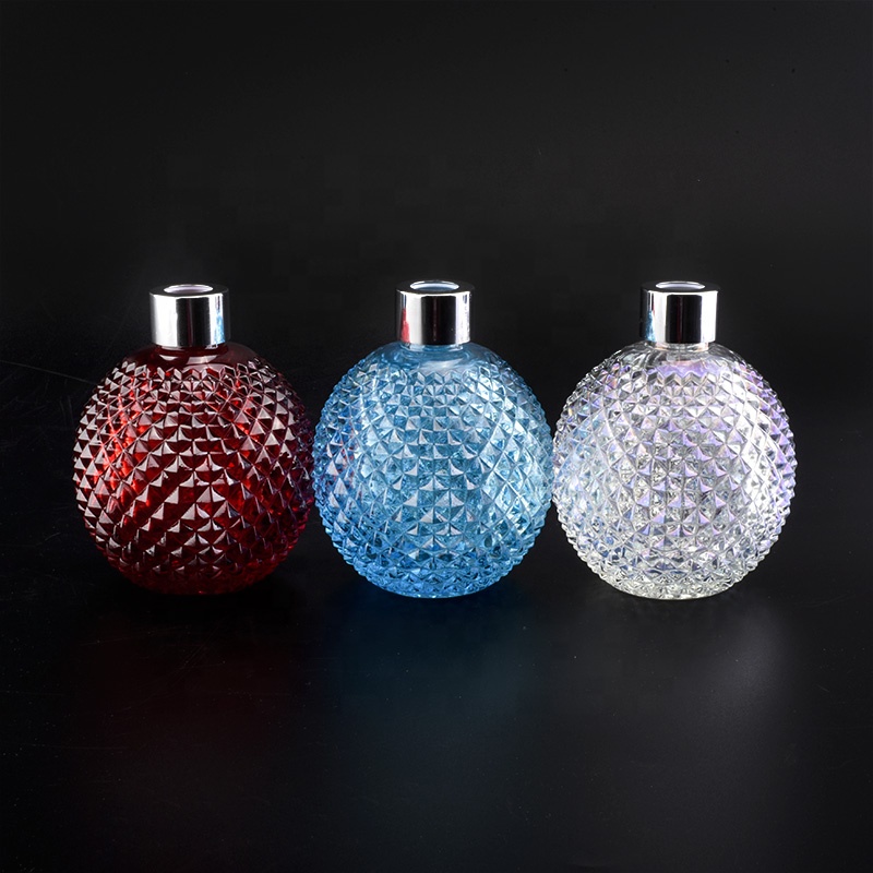 Luxury white round glass oil fragrance diffuser bottle aroma home decoration