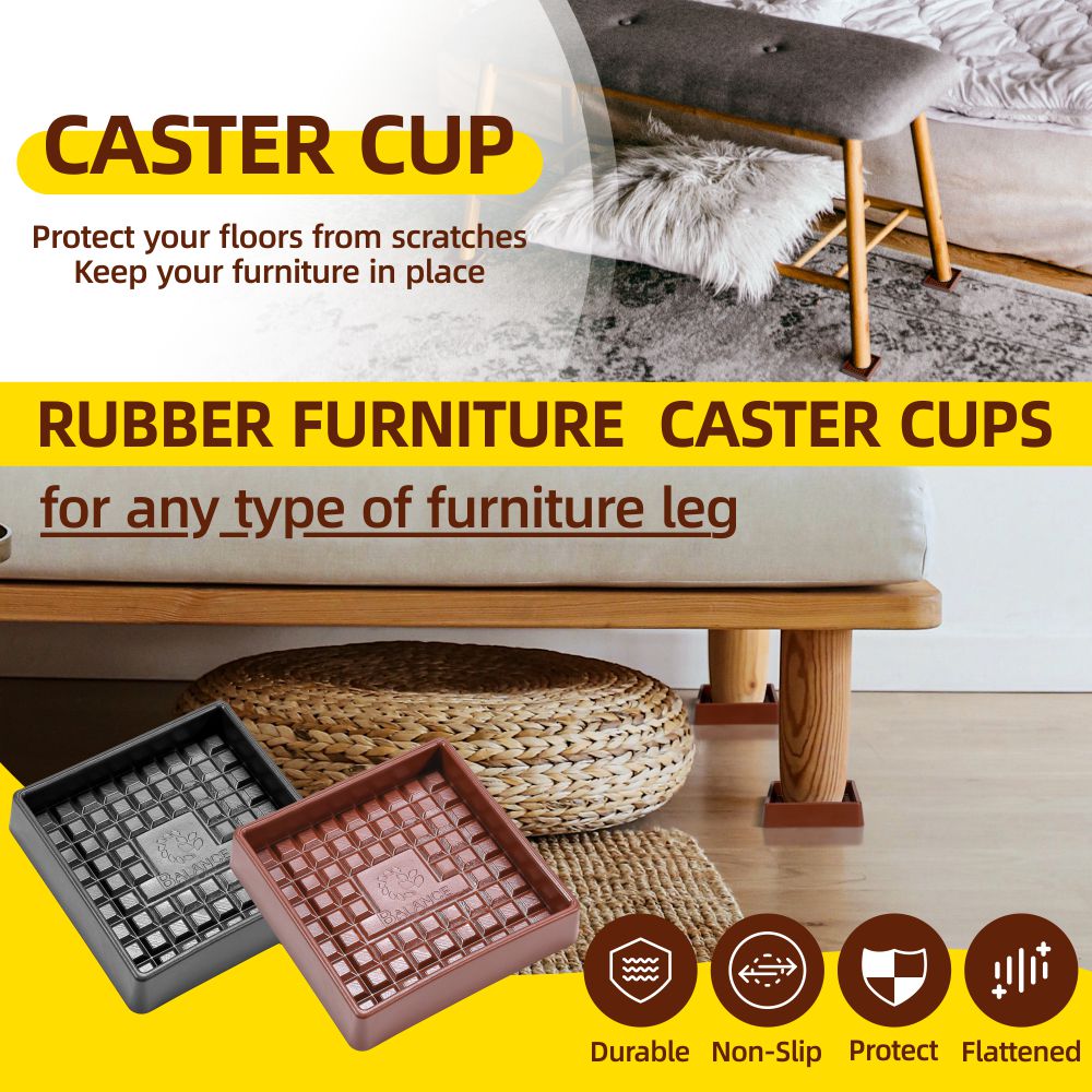 Square Anti-Sliding Rubber Furniture Caster Cups