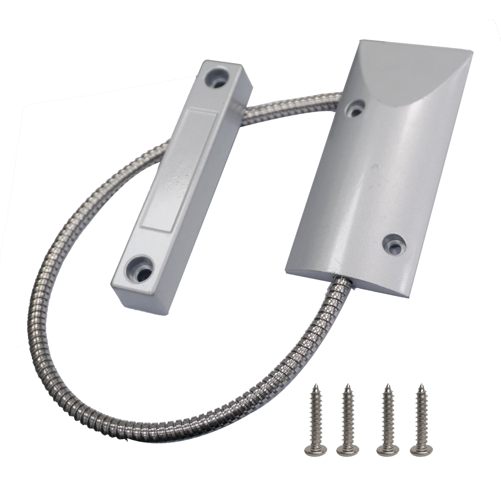 Sensor de alarma de contacto magnético NC/NO de puerta metálica de arriba cableado con cable para sistema de alarma de seguridad