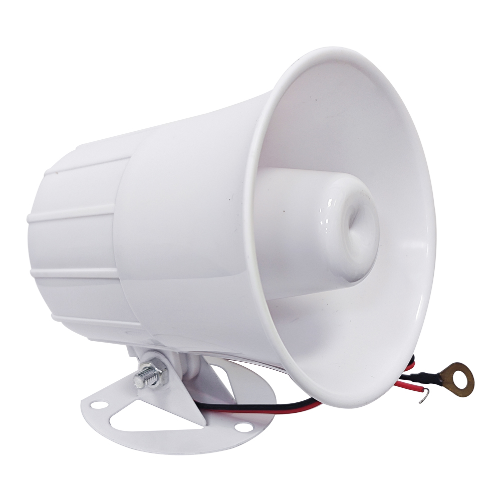 Sirena de alarma de Color blanco, 12v, 110db, cable de altavoz triple, bocina fuerte, alarma, sirena, altavoz, sistema de alarma antirrobo para seguridad al aire libre