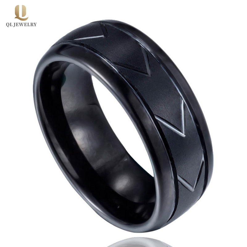 HotSale 8mm Hommes Bandes De Mariage Bandes Rainurées Bague en carbure de tungstène en tungstène en tungstène Tungsten Tive Ring Fournisseur