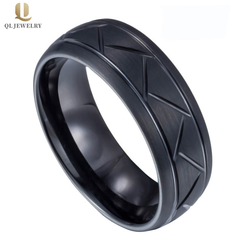 Beliebte Herren Ehering Bands Schwarz Wolframkarbid Ring 8mm gewölbt Schwarz Wolfram Reifen Ring China Lieferant