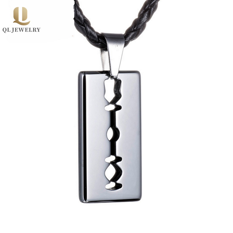 Wholesale Men\'s Gift Tungsten Dog Tag for Men en\'s High Polished Tungsten Razor Blade Pendant China Manufacturer