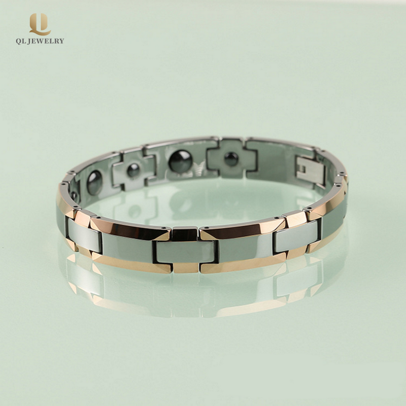 Wholesale Mens Tungsten Jewelry Health Rose Gold Tungsten Bracelet for Men with Magnets China Supplier