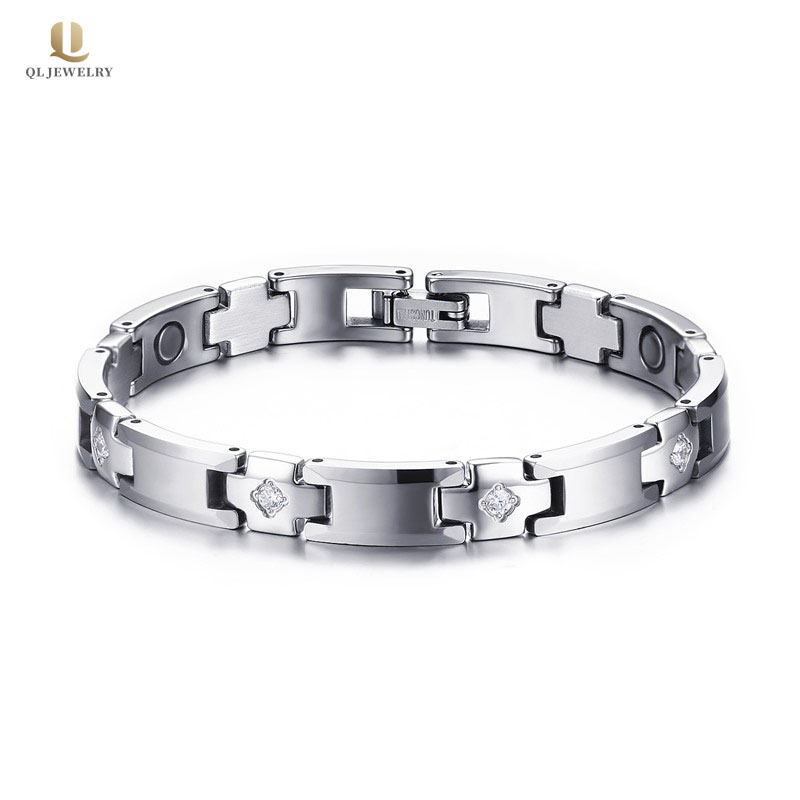 Hot selling Mens Tungsten Jewelry Health Care CZ Stone Tungsten Bracelet for Men with Magnets and germanium China Supplier