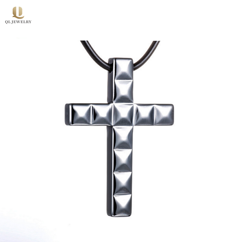 Hot selling Men\'s Jewelry Tungsten Carbide Cross Pendant Necklace Faceted Tungsten Dog Tag China Supplier