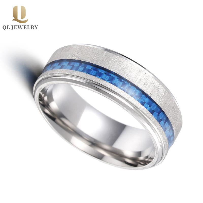 8mm Men\'s Tungsten Carbon Fiber Ring Men\'s Wedding Bands Combined Comfort Fit Tungsten Carbide Ring
