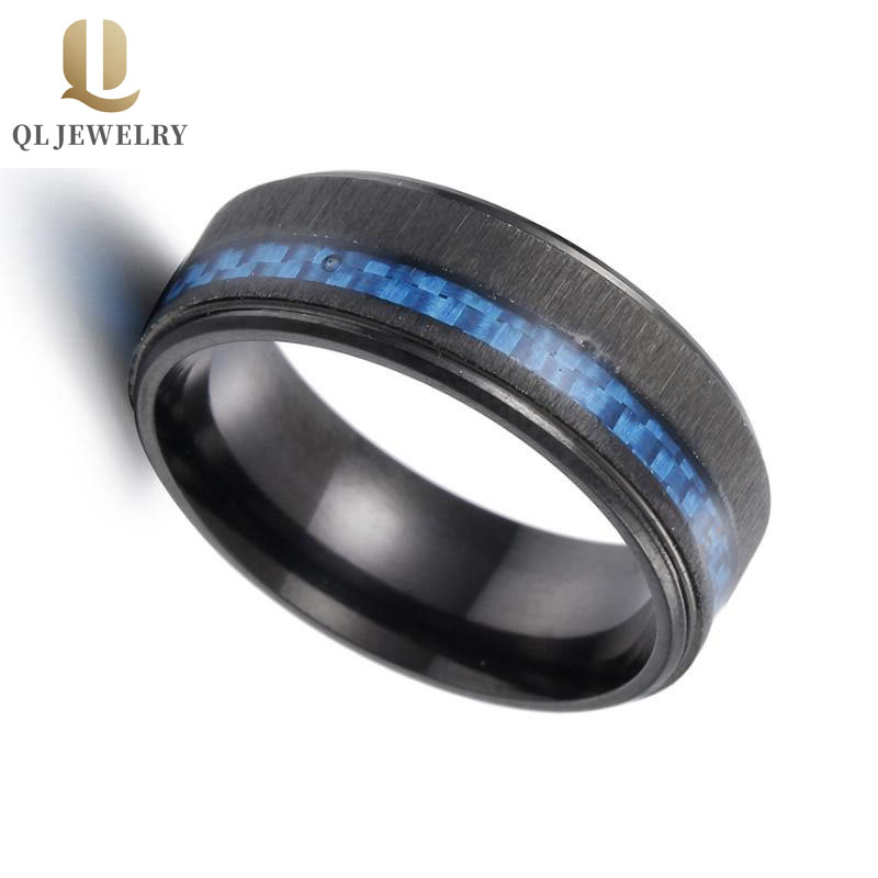 8mm Men\'s Black Tungsten Carbon Fiber Ring Men\'s Wedding Bands Combined Comfort Fit