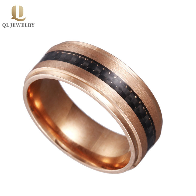 8mm männer schwarze Wolfram-Kohlenstofffaser-Ring Herren-Hochzeitsbänder kombiniert Komfort-Fit