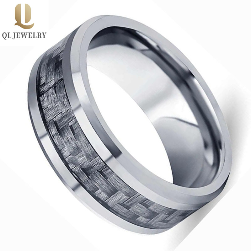 Bague de carbure de tungstène spéciale cool avec inlay de fibre de carbone unique China Tungsten Bague Fabricant Fournisseur