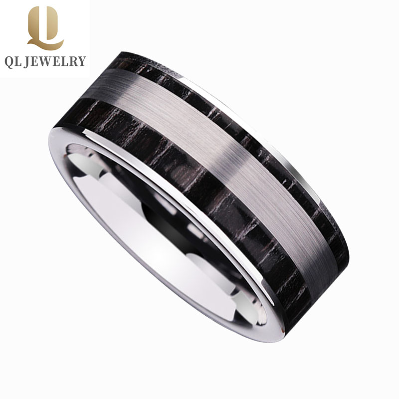 9mm breiter kühles spezielles Wolframkarbid-Ring mit einzigartigen Kohlefaser-Inlay China Wolfram Ring Hersteller Lieferant