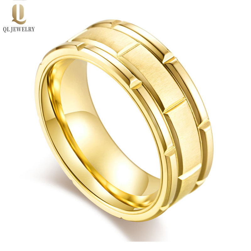 Bague de tungstène en or jaune 4 pièces combinées Bande de mariée de tungstène de tungstène d\'or Bague en carbure de tungstène d\'or