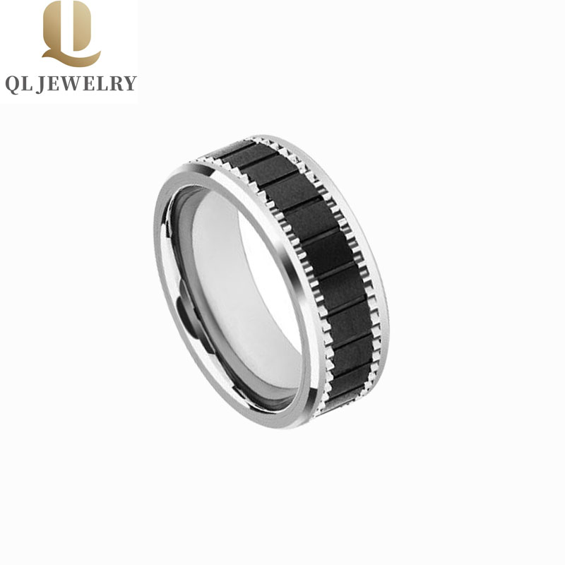 8mm Complex Combined Black Ceramic Ring with Tungsten Carbide Ring inlay Mens Ceramic Wedding Bands Fashion Plain Ceramic Ring China Manufacturer